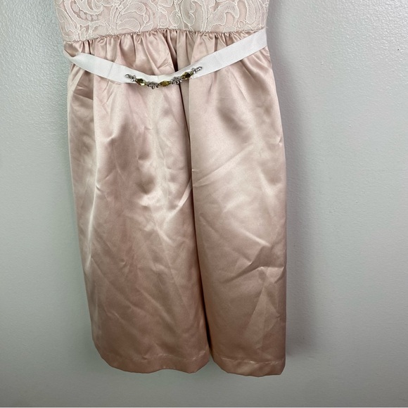 NWT After Six | Cameo Blush Ivory Cocktail Length Classic Lace Dress 4 - Picture 4 of 13